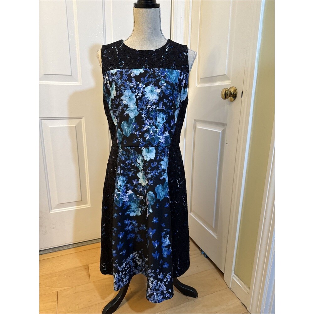 AQUA FLORAL Roz And Ali Fit And Flare Dress Size 12 Women’s Flattering Style